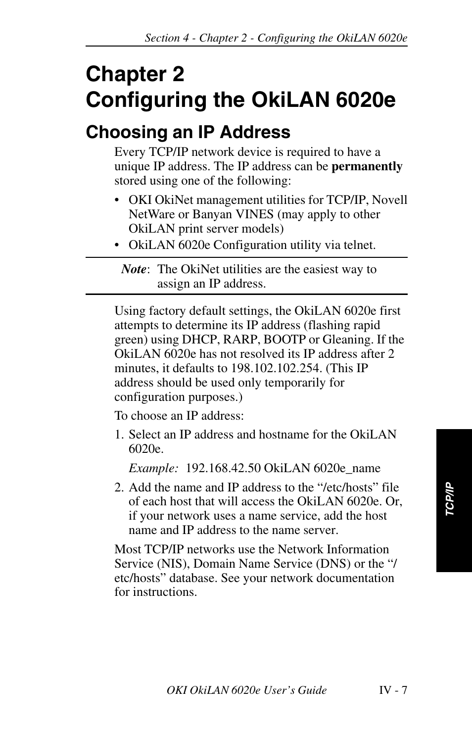 Network preparation, Before you start, Overview of tcp/ip configuration | Choosing an ip address | Oki lan 6020E User Manual | Page 89 / 226