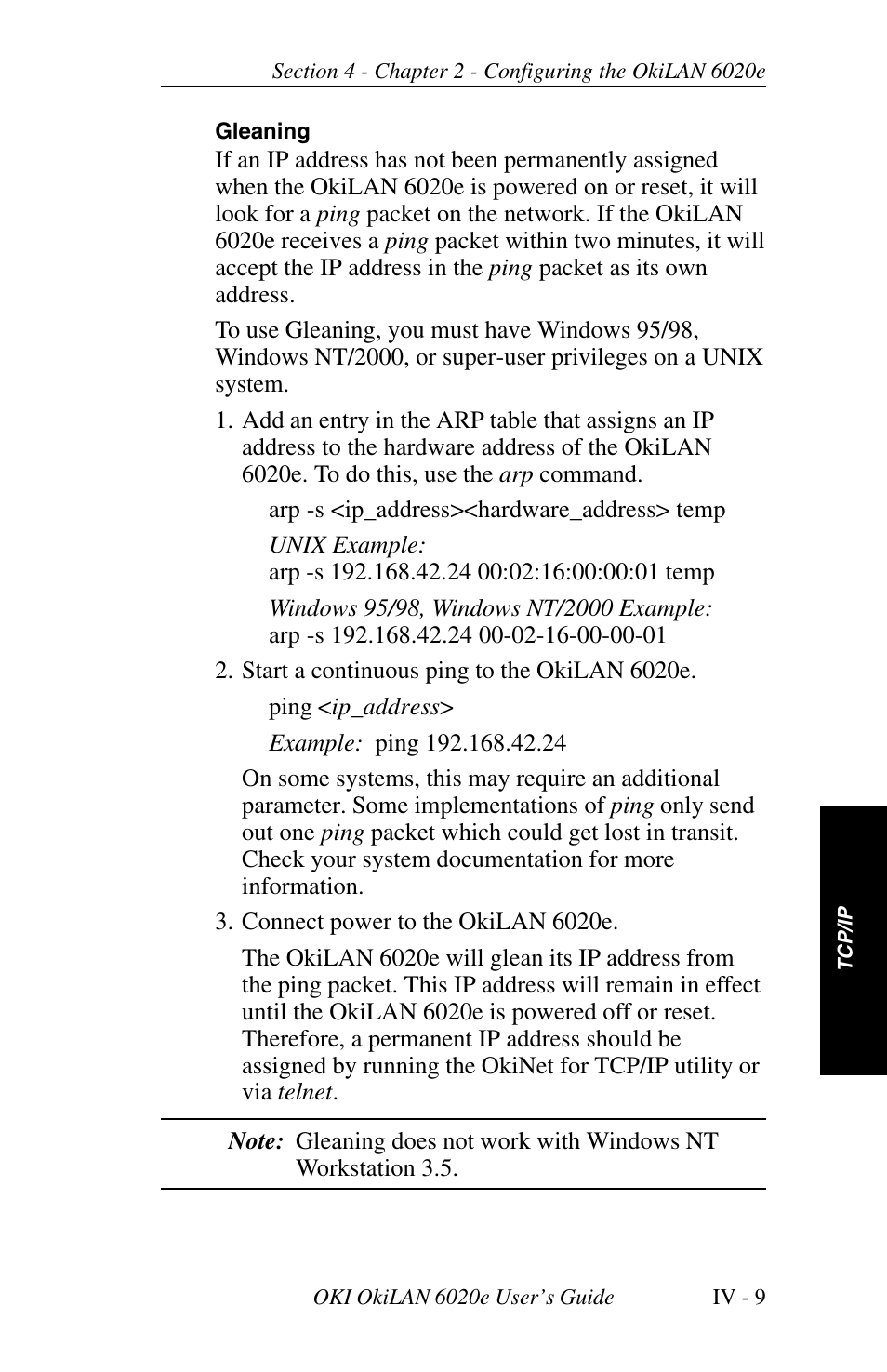 Configuring the okilan 6020e, Assigning the ip address | Oki lan 6020E User Manual | Page 91 / 226
