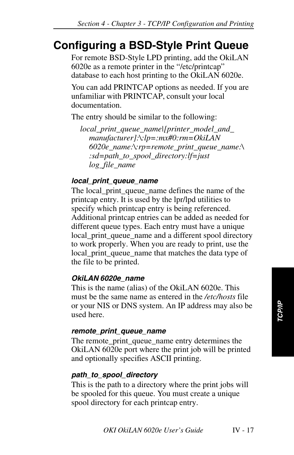 Configuring a bsd-style print queue | Oki lan 6020E User Manual | Page 99 / 226