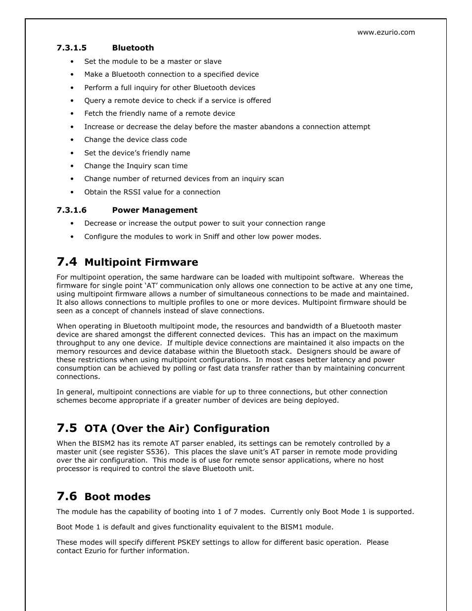 Multipoint firmware, Ota (over the air) configuration, Boot modes | Oki BISM2 User Manual | Page 15 / 34