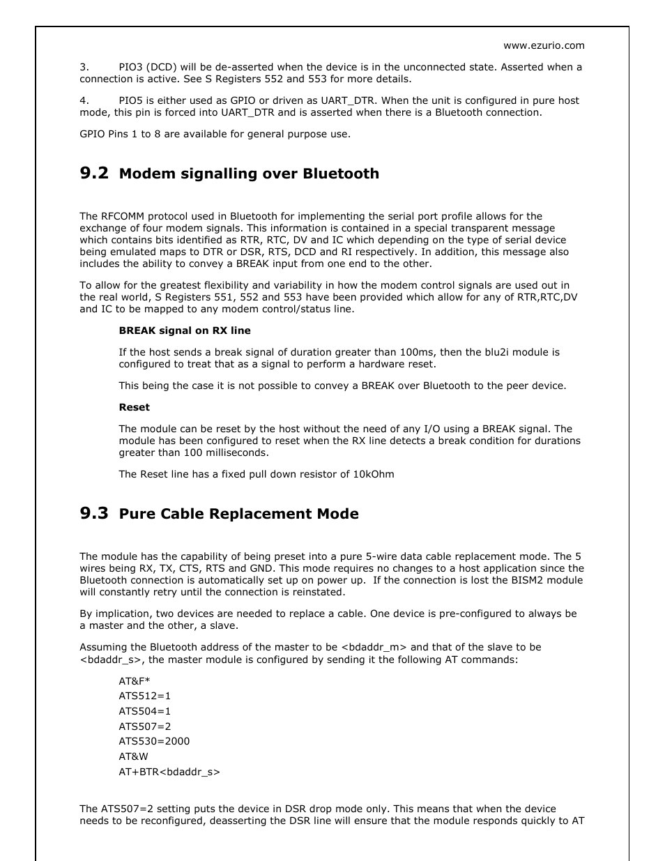 Modem signalling over bluetooth, Pure cable replacement mode | Oki BISM2 User Manual | Page 19 / 34