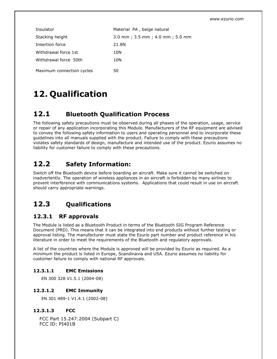 Qualification, Bluetooth qualification process, Safety information | Qualifications | Oki BISM2 User Manual | Page 26 / 34