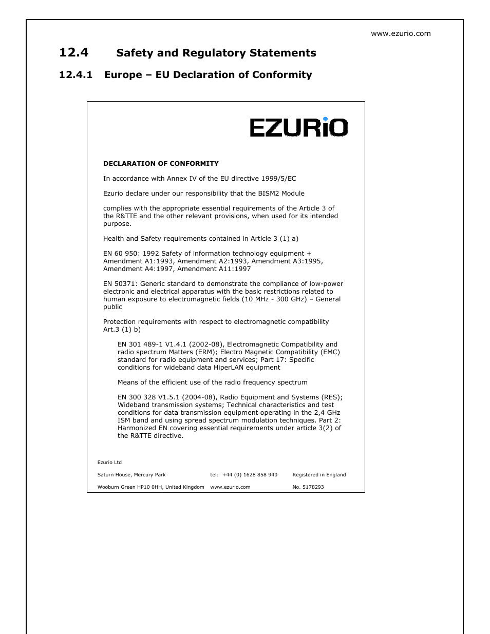 Safety and regulatory statements, 1 europe – eu declaration of conformity | Oki BISM2 User Manual | Page 27 / 34