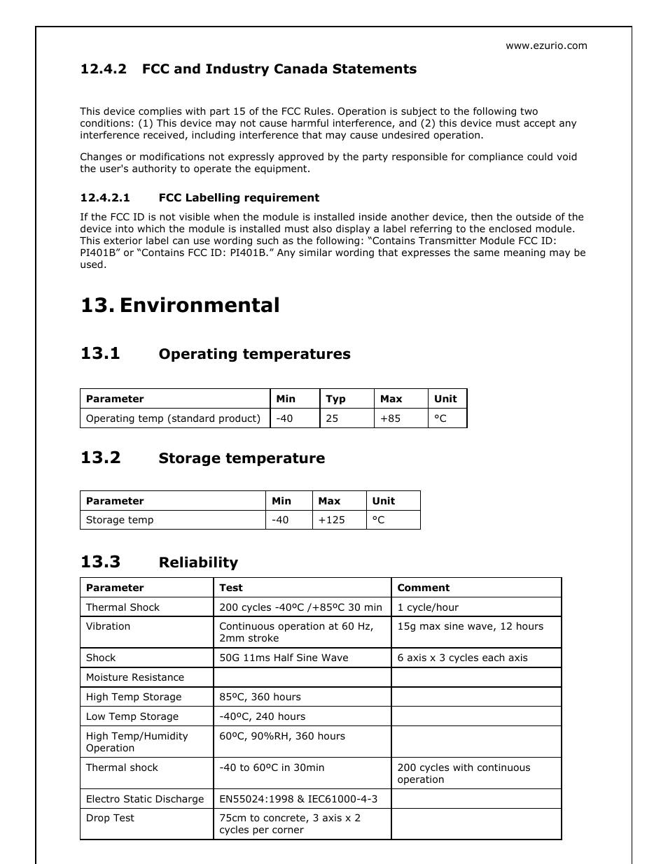 Environmental, Operating temperatures, Storage temperature | Reliability | Oki BISM2 User Manual | Page 28 / 34