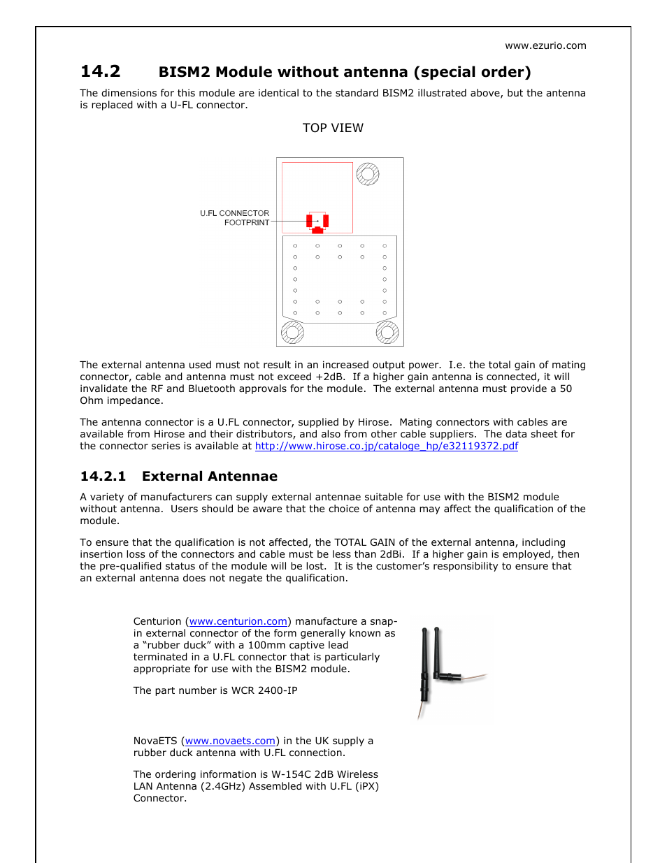 Bism2 module without antenna (special order) | Oki BISM2 User Manual | Page 30 / 34