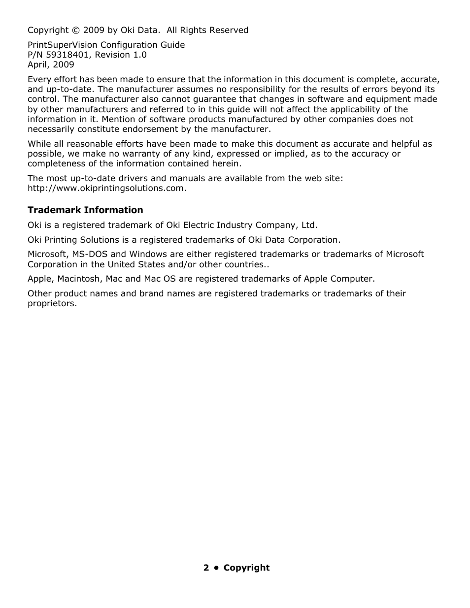 Oki PrintSuperVision 59318401 User Manual | Page 2 / 78
