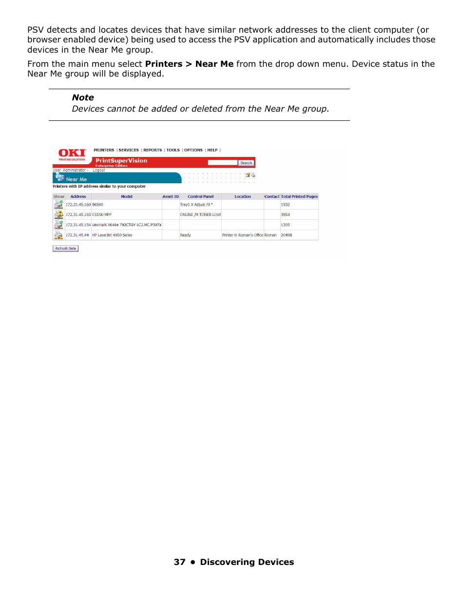 Oki PrintSuperVision 59318401 User Manual | Page 37 / 78