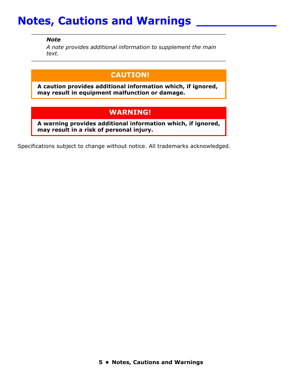 Notes, cautions and warnings | Oki PrintSuperVision 59318401 User Manual | Page 5 / 78