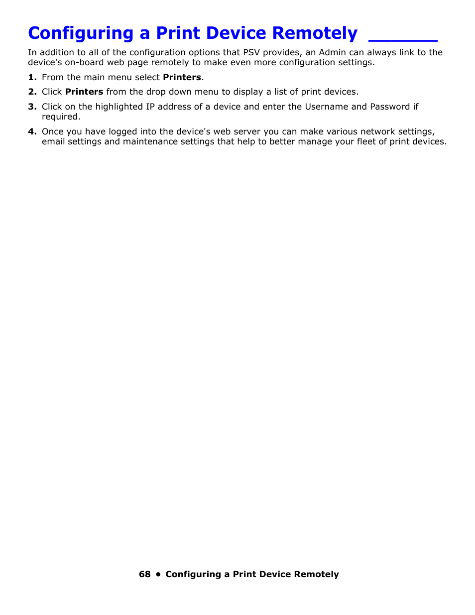 Configuring a print device remotely | Oki PrintSuperVision 59318401 User Manual | Page 68 / 78