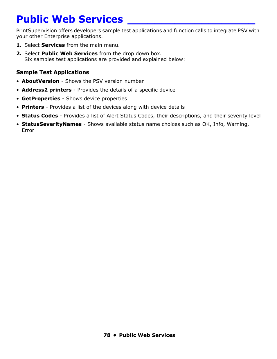 Public web services | Oki PrintSuperVision 59318401 User Manual | Page 78 / 78