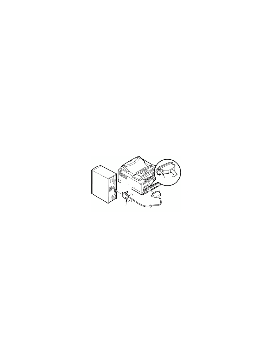 Setup for windows via parallel connection, Connecting a cable | Oki B 4400 User Manual | Page 55 / 106