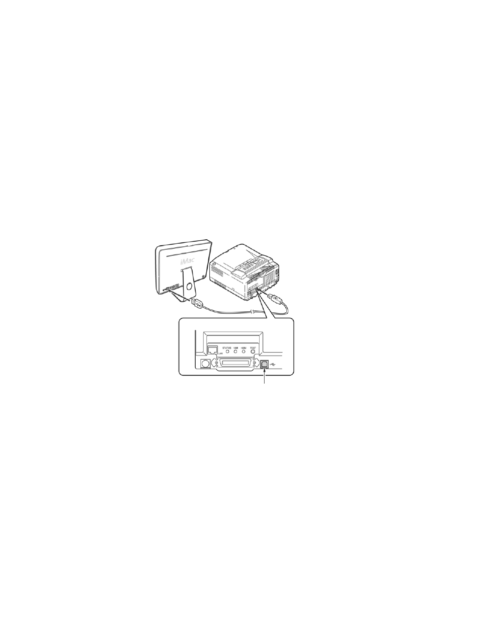 Setup for macintosh with usb connection, Connecting a cable, Setup | Oki B 4400 User Manual | Page 58 / 106