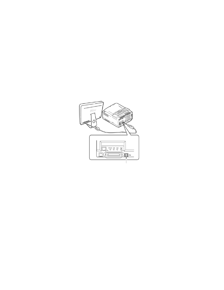 Setup for mac os x via usb connection, Connecting a cable, Setup | Oki B 4400 User Manual | Page 64 / 106