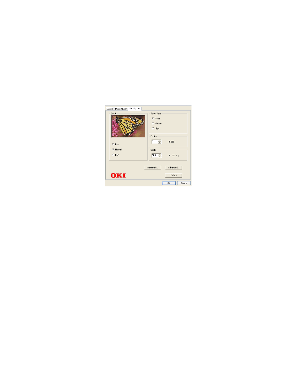 Job options tab | Oki B 4400 User Manual | Page 83 / 106