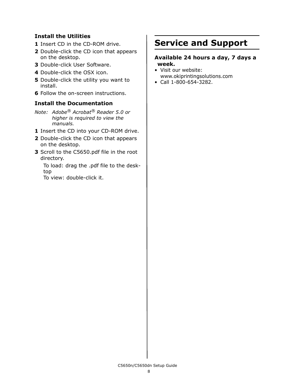 Service and support | Oki C 5650dn User Manual | Page 10 / 36