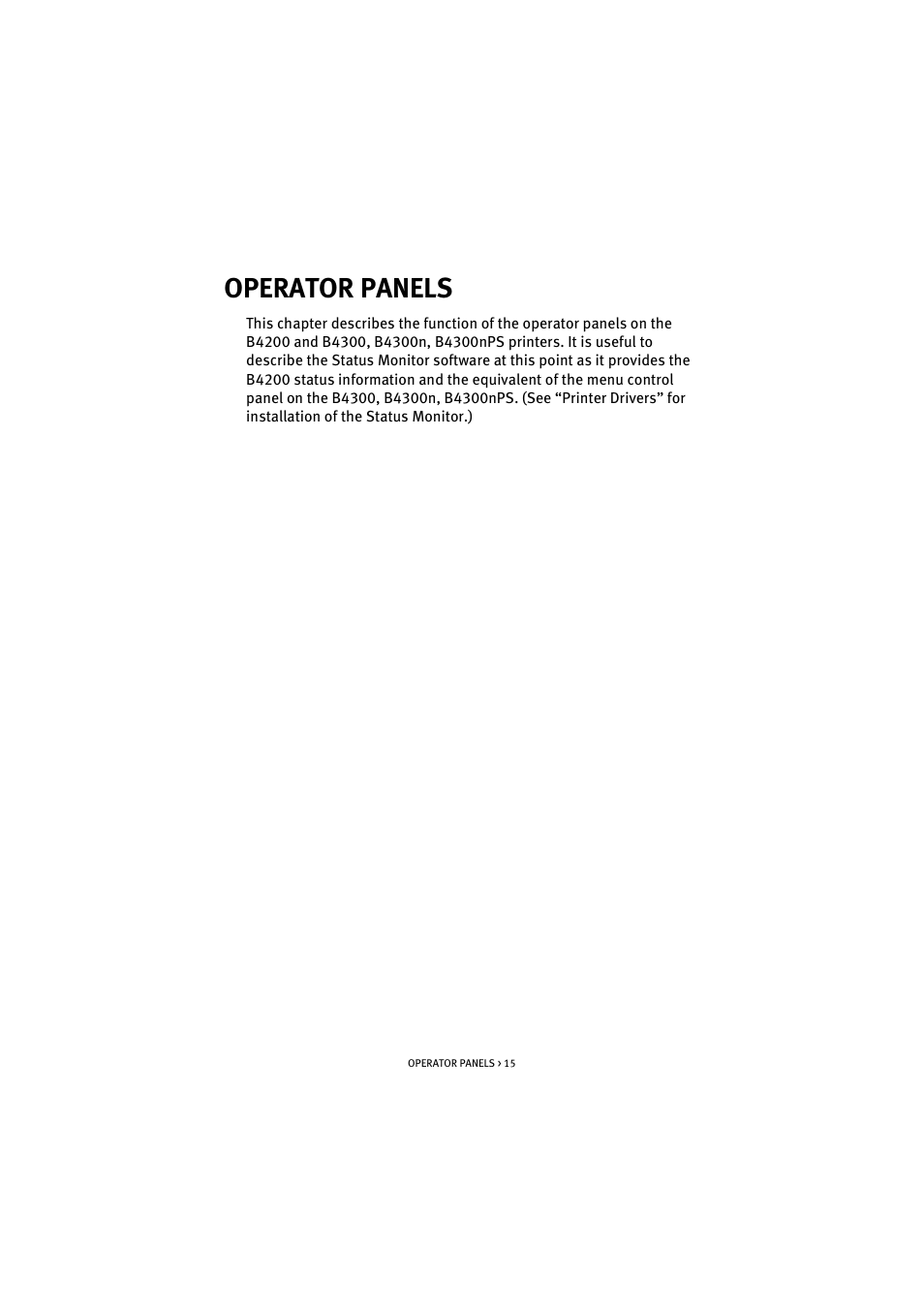 Operator panels | Oki B 4300 User Manual | Page 15 / 89