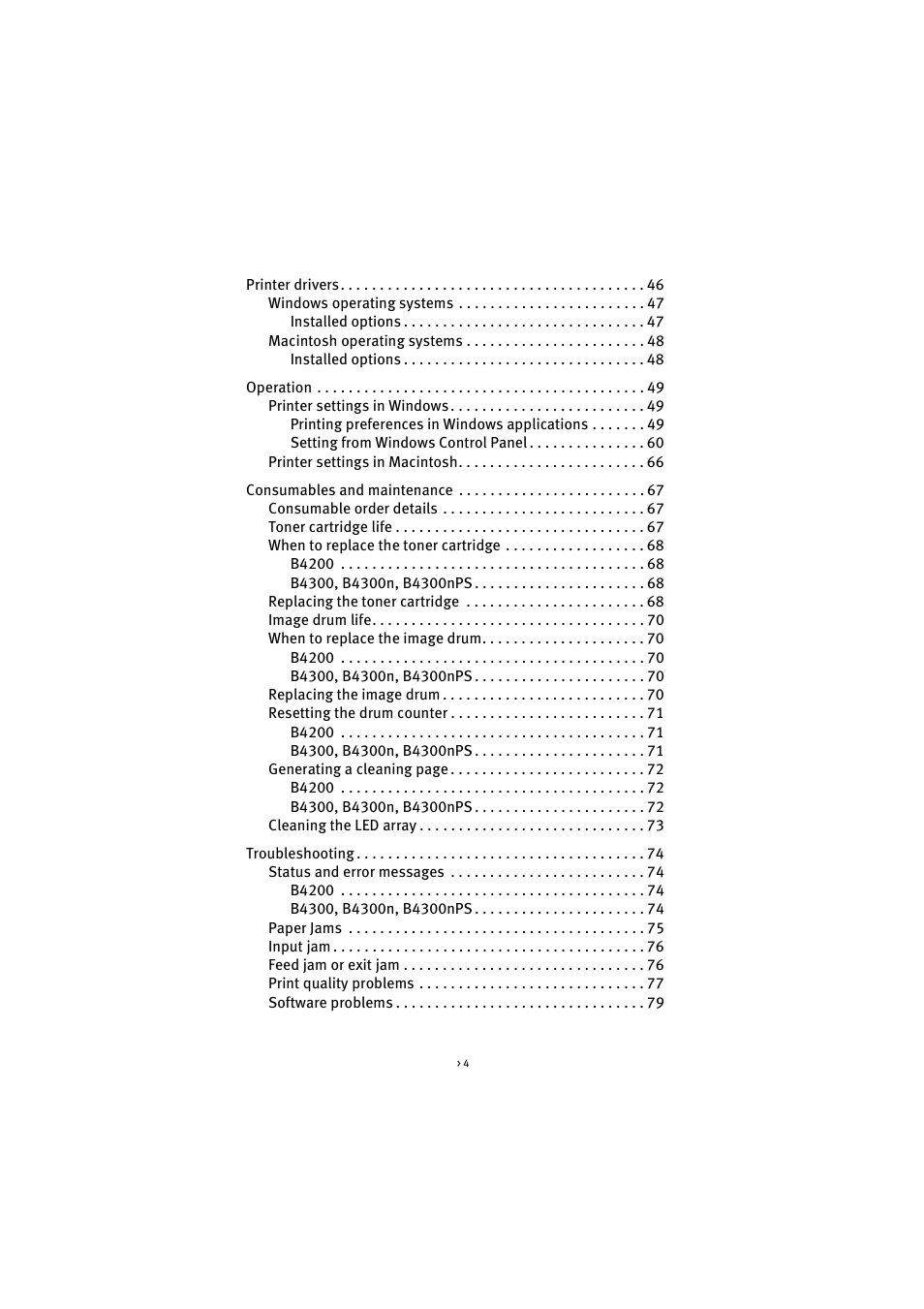 Oki B 4300 User Manual | Page 4 / 89