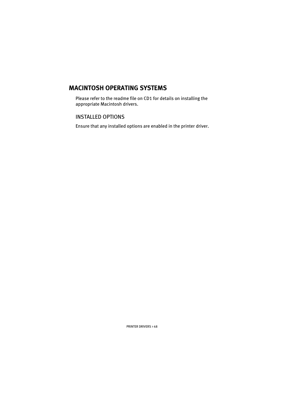 Macintosh operating systems, Installed options | Oki B 4300 User Manual | Page 48 / 89