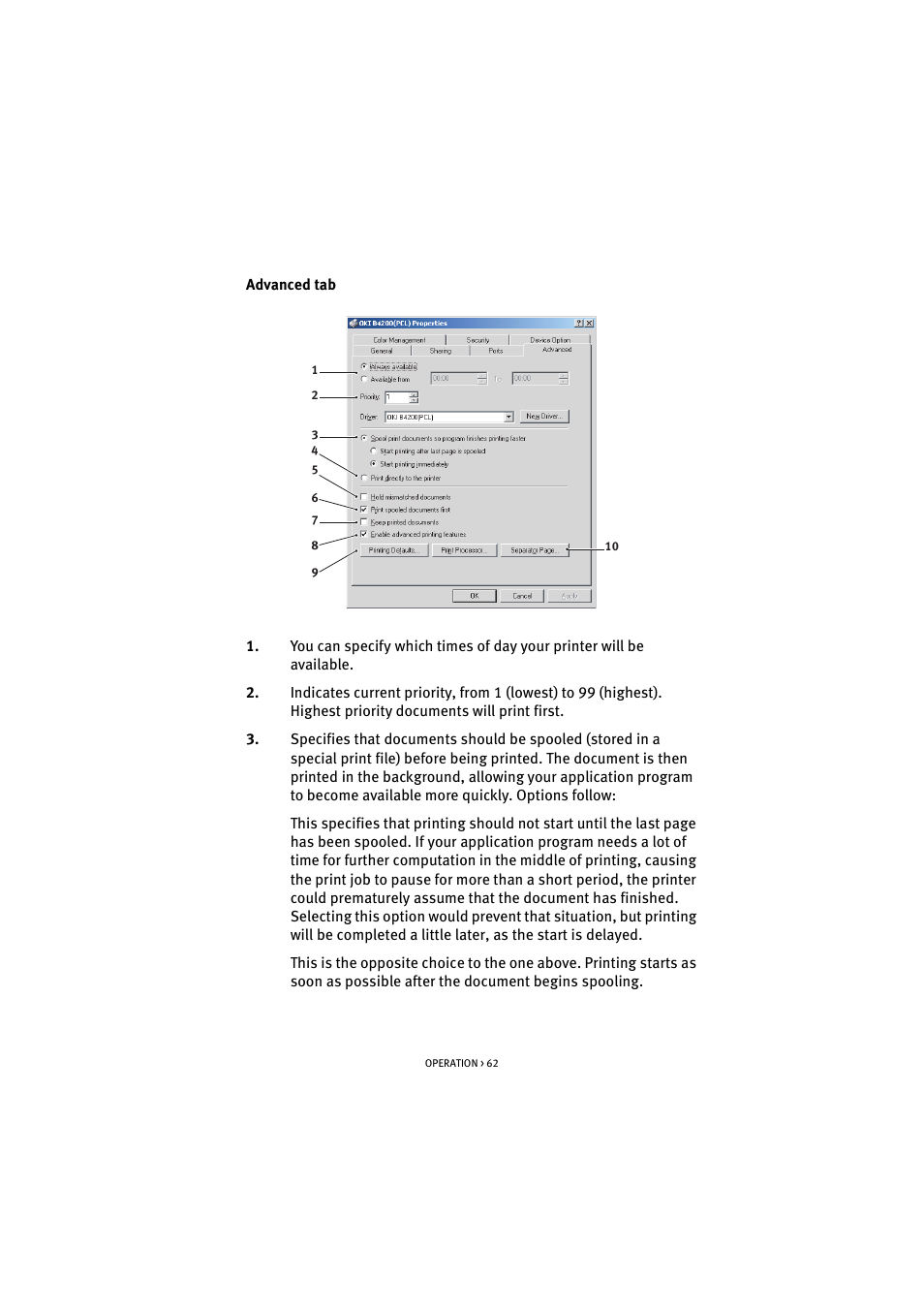 Oki B 4300 User Manual | Page 62 / 89