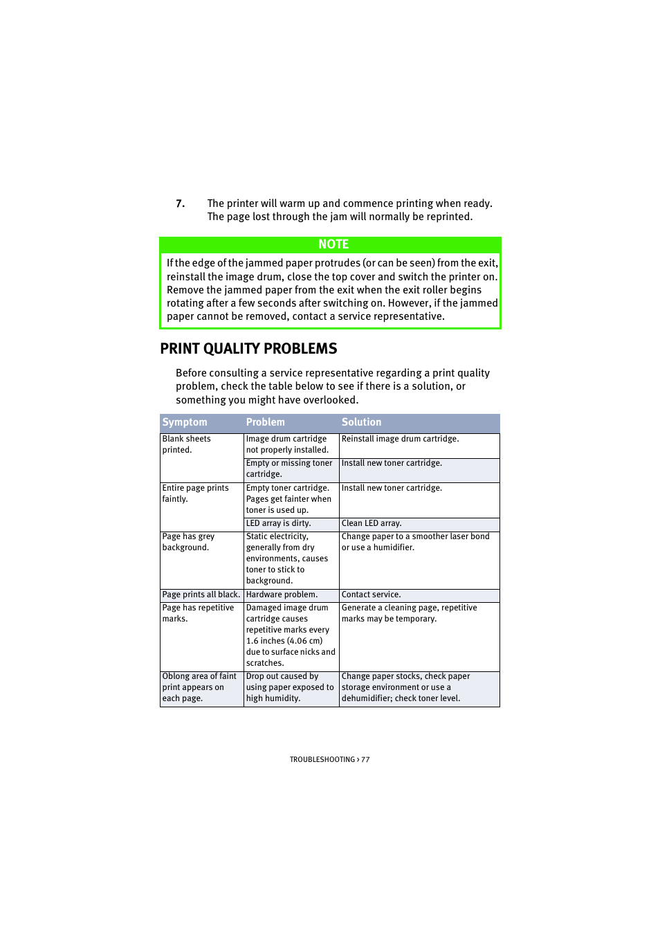 Print quality problems | Oki B 4300 User Manual | Page 77 / 89