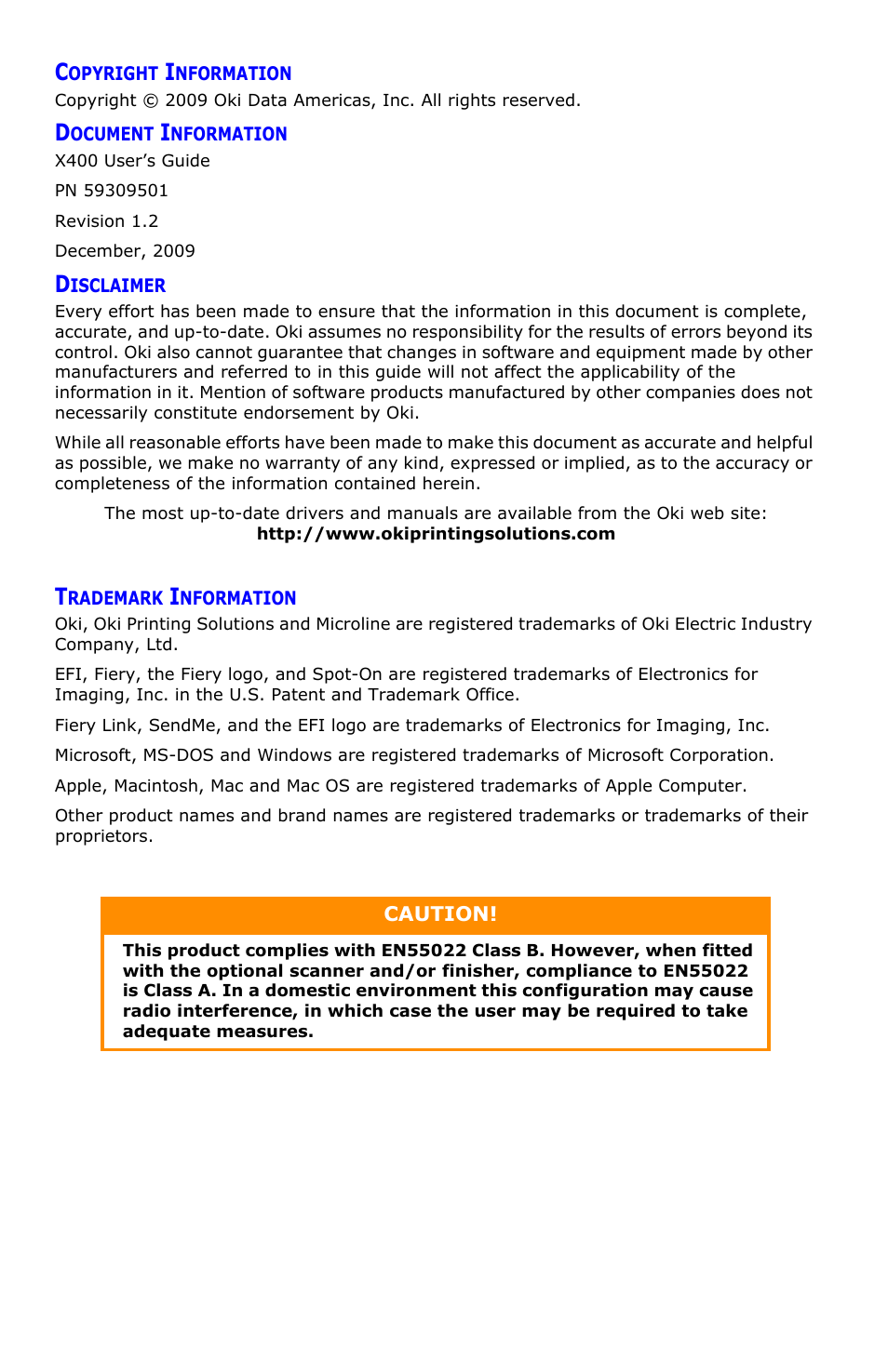 Oki X400 User Manual | Page 2 / 27