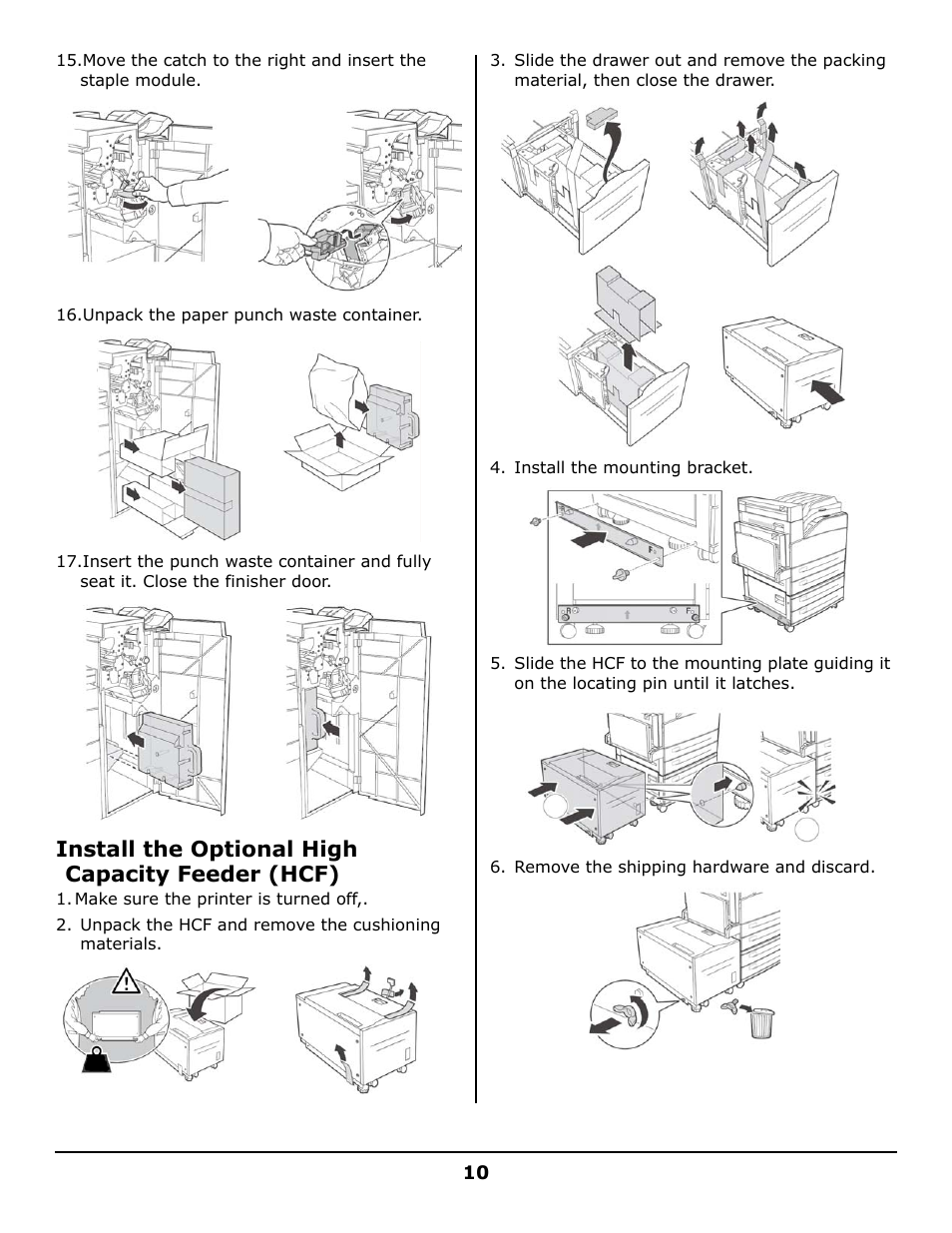 Install the optional high capacity feeder (hcf) | Oki B930 User Manual | Page 10 / 52