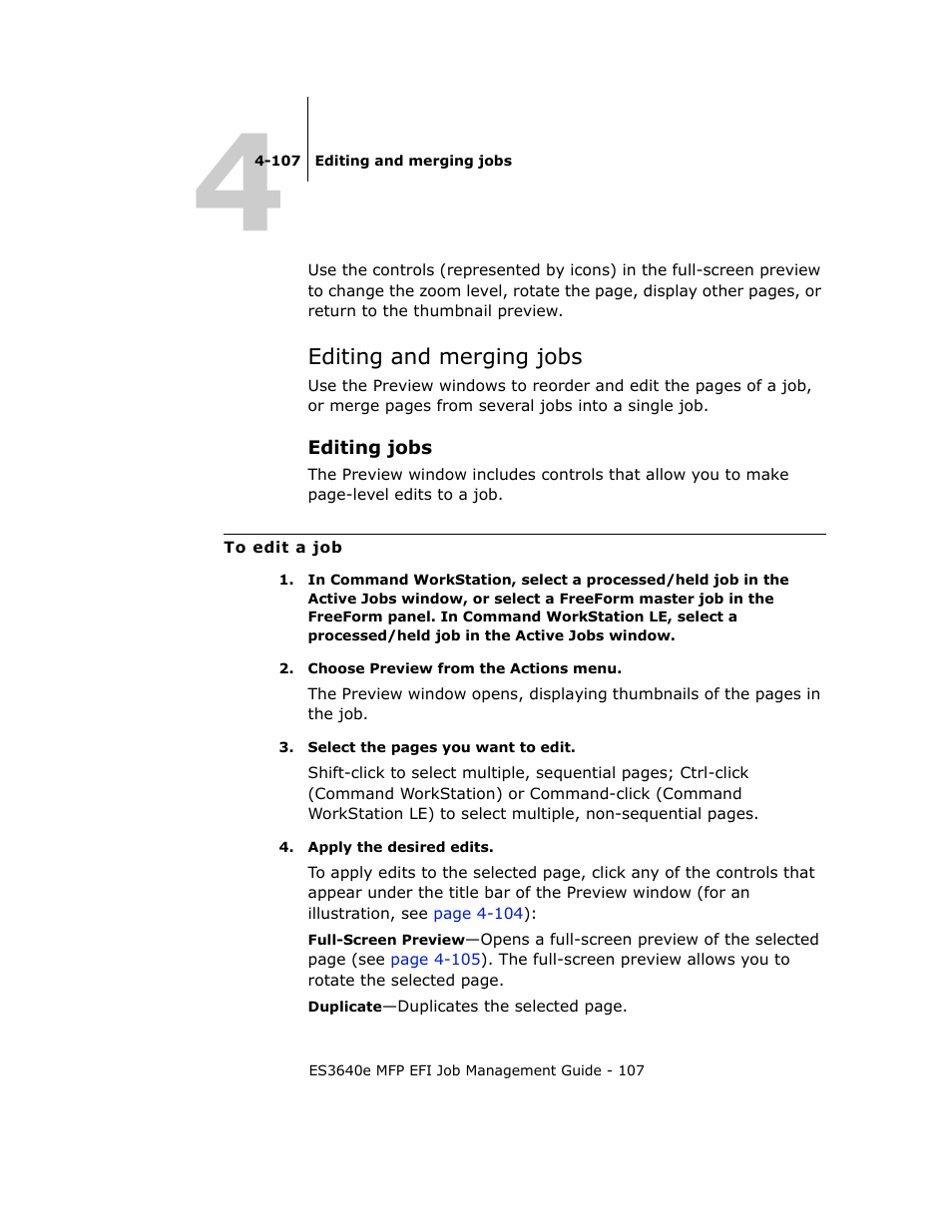 Editing and merging jobs, Editing jobs | Oki ES3640E User Manual | Page 107 / 220