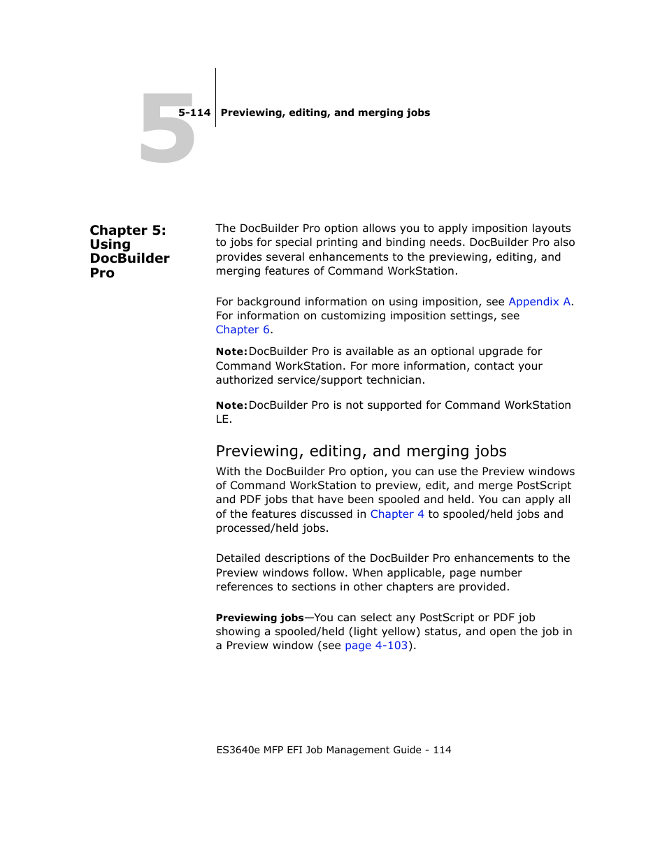 Chapter 5: using docbuilder pro, Previewing, editing, and merging jobs, Chapter 5 | Desc | Oki ES3640E User Manual | Page 114 / 220