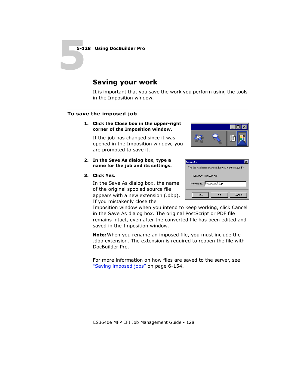 Saving your work | Oki ES3640E User Manual | Page 128 / 220