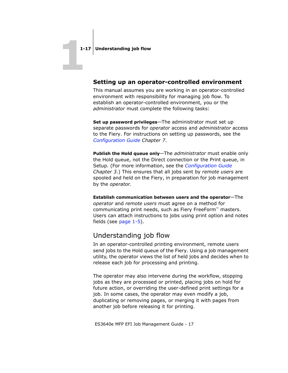 Setting up an operator-controlled environment, Understanding job flow | Oki ES3640E User Manual | Page 17 / 220