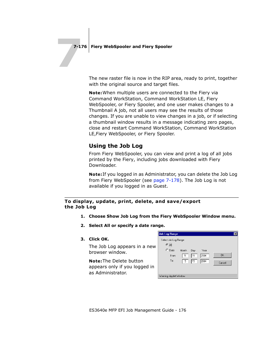 Using the job log | Oki ES3640E User Manual | Page 176 / 220