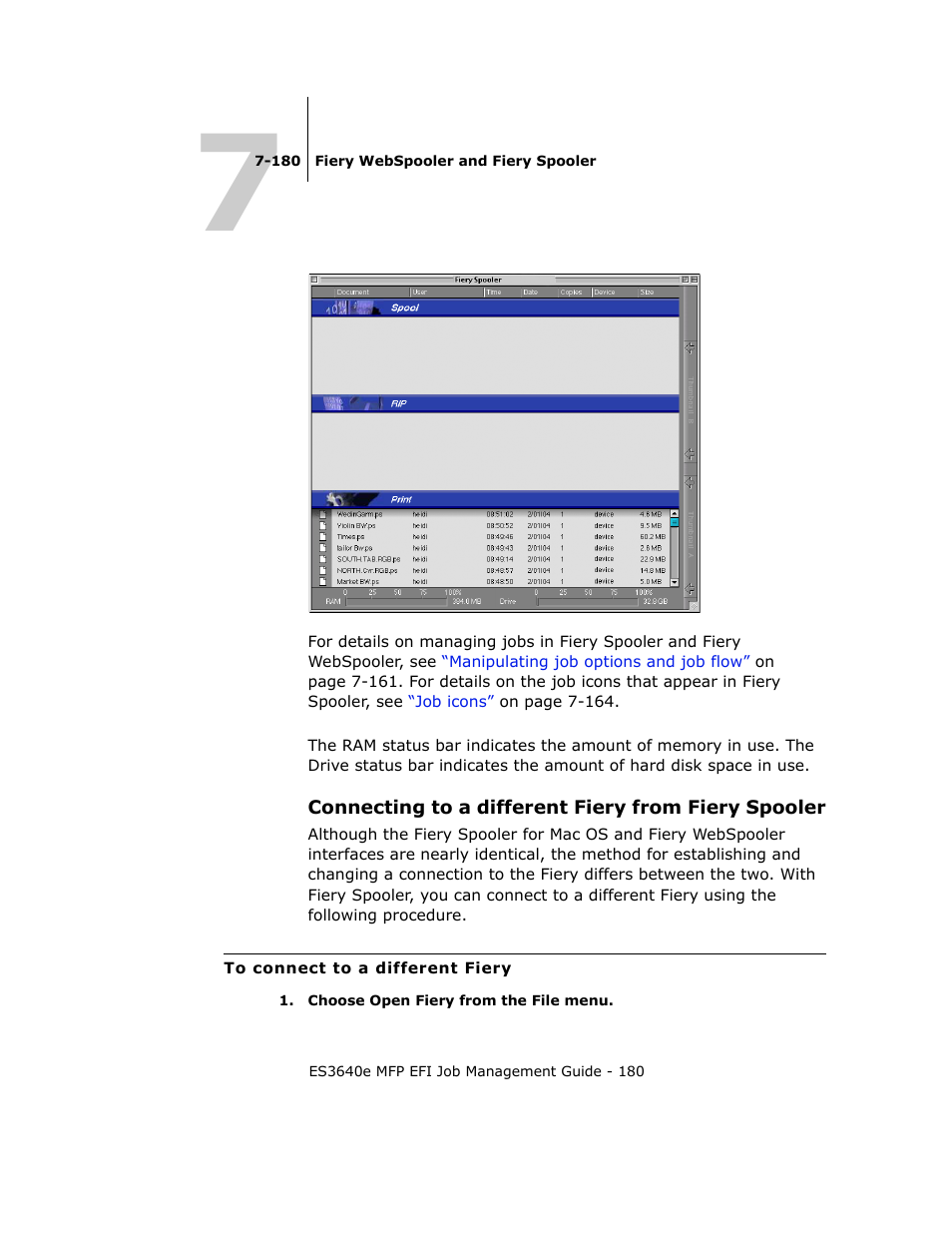 Connecting to a different fiery from fiery spooler | Oki ES3640E User Manual | Page 180 / 220