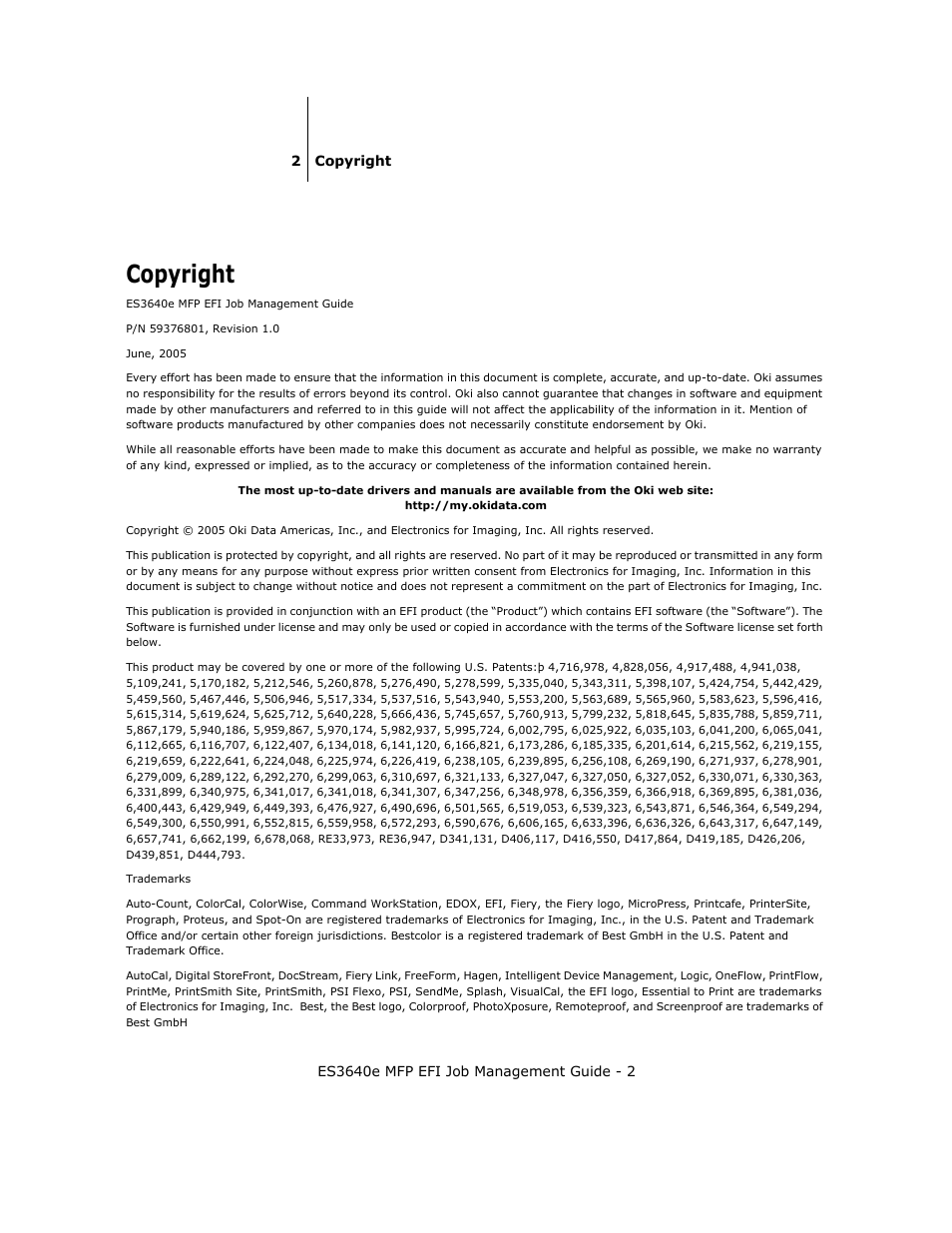 Copyright | Oki ES3640E User Manual | Page 2 / 220