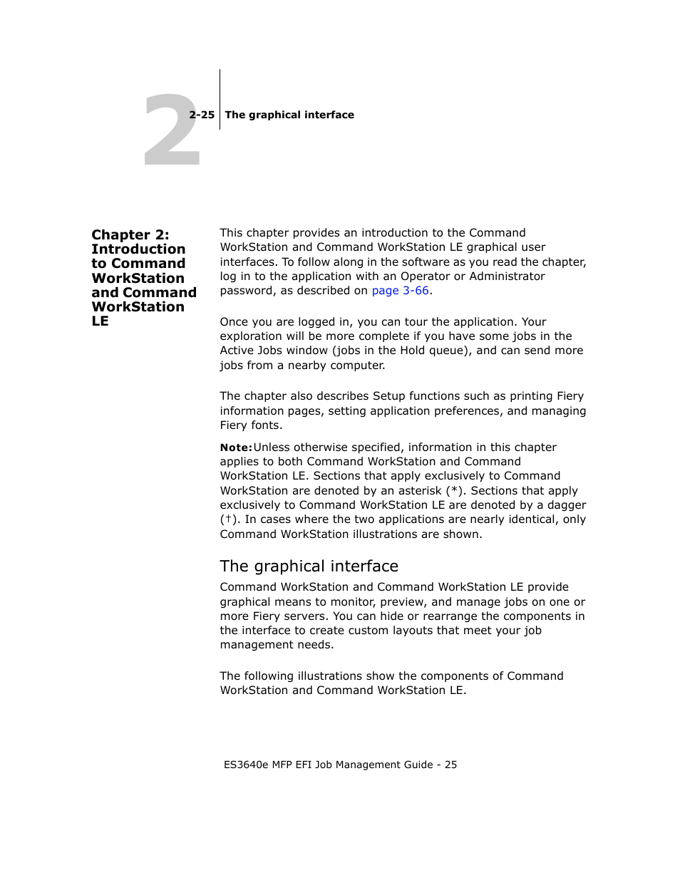 The graphical interface, Chapter 2: introduction to command workstation and, Command workstation le | Chapter 2, Le, see chapters | Oki ES3640E User Manual | Page 25 / 220