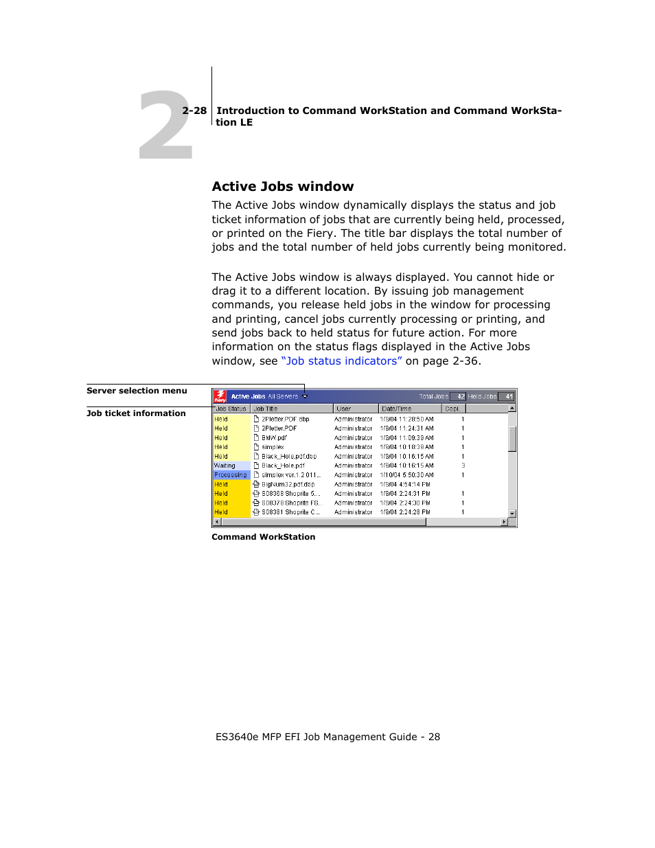 Active jobs window, Ndow (see | Oki ES3640E User Manual | Page 28 / 220