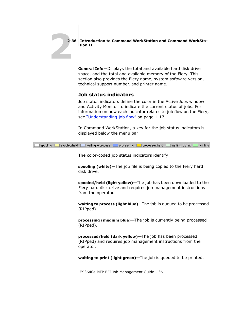 Job status indicators | Oki ES3640E User Manual | Page 36 / 220