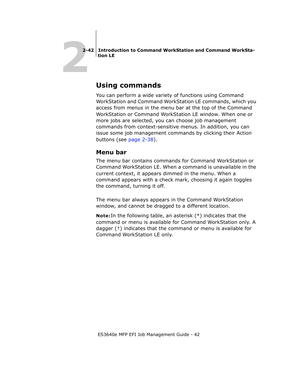 Using commands, Menu bar | Oki ES3640E User Manual | Page 42 / 220