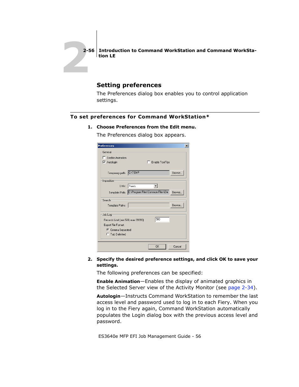 Setting preferences | Oki ES3640E User Manual | Page 56 / 220