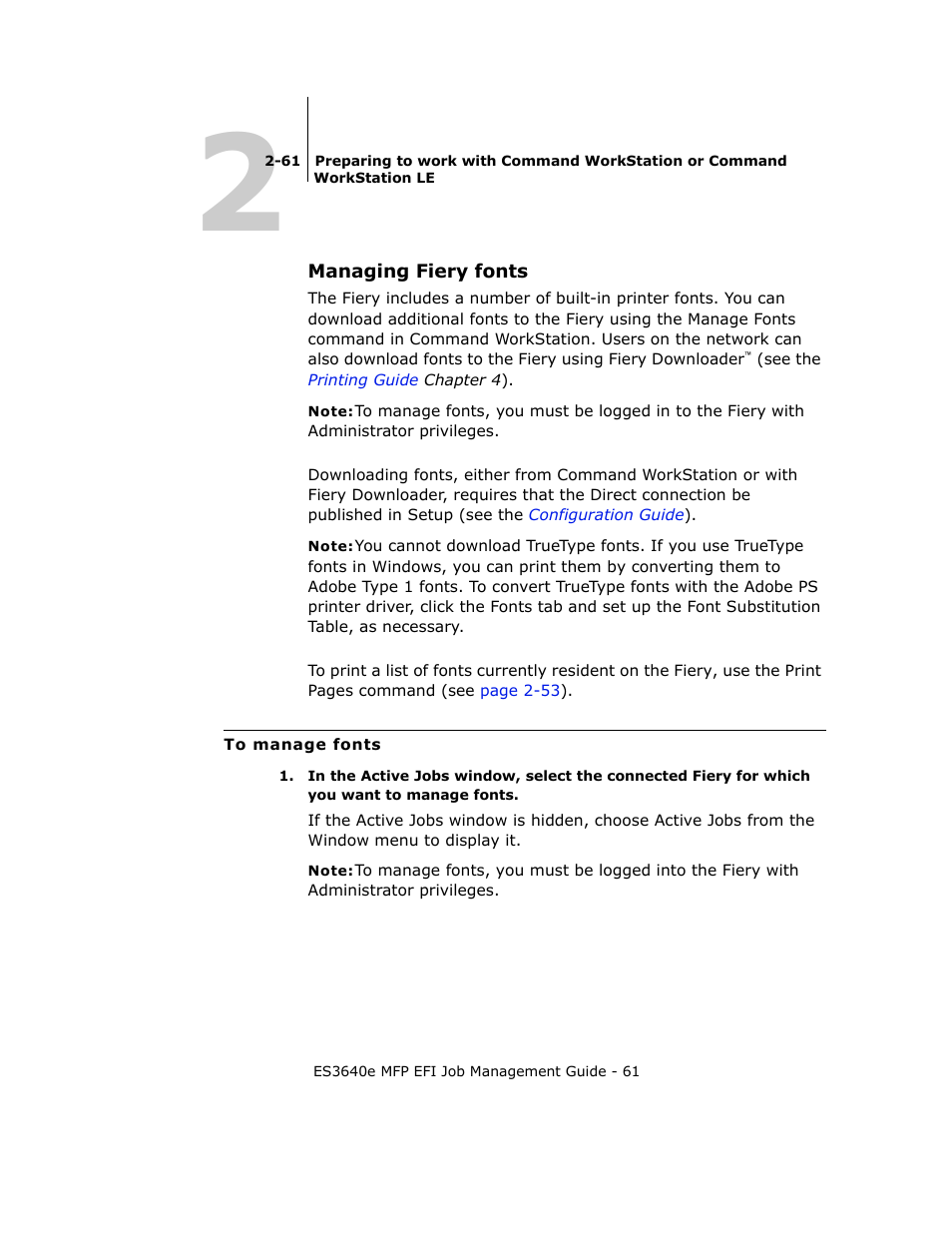 Managing fiery fonts | Oki ES3640E User Manual | Page 61 / 220