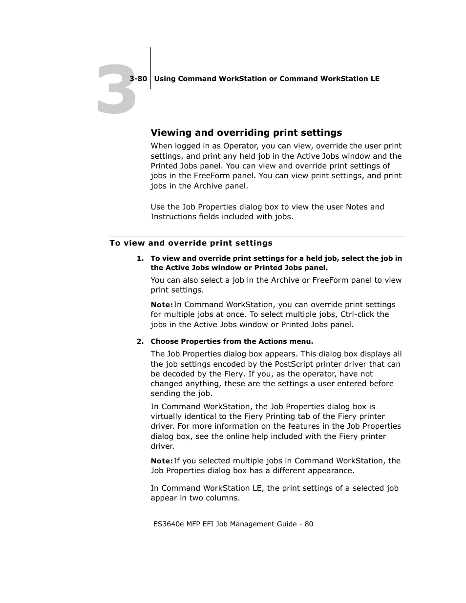Viewing and overriding print settings, See 3–80 | Oki ES3640E User Manual | Page 80 / 220