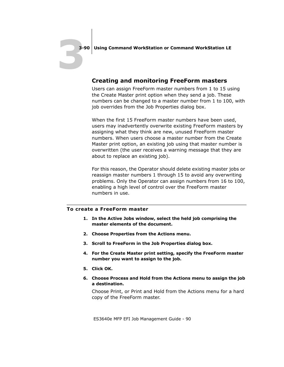 Creating and monitoring freeform masters | Oki ES3640E User Manual | Page 90 / 220