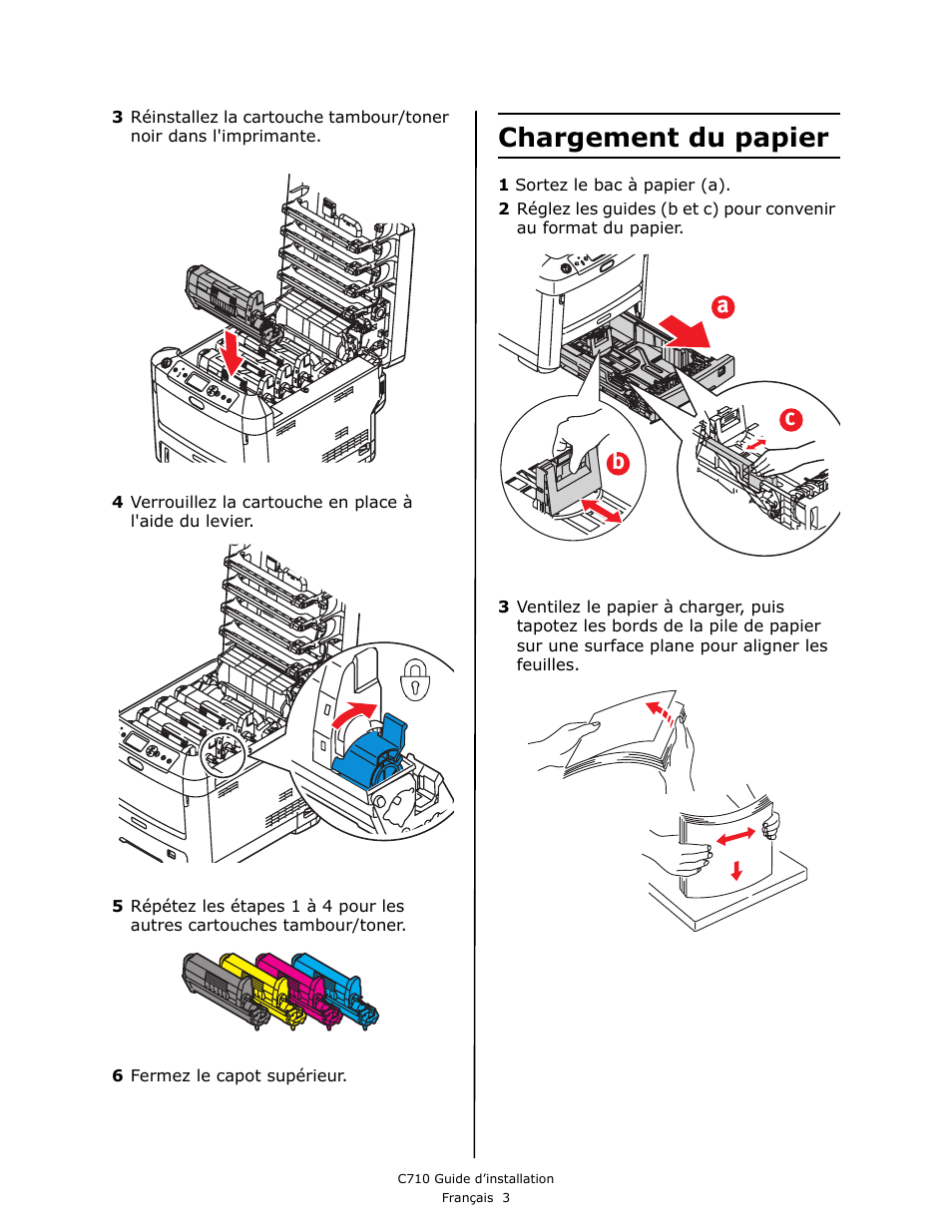 Chargement du papier, Ab c | Oki C710 User Manual | Page 13 / 40