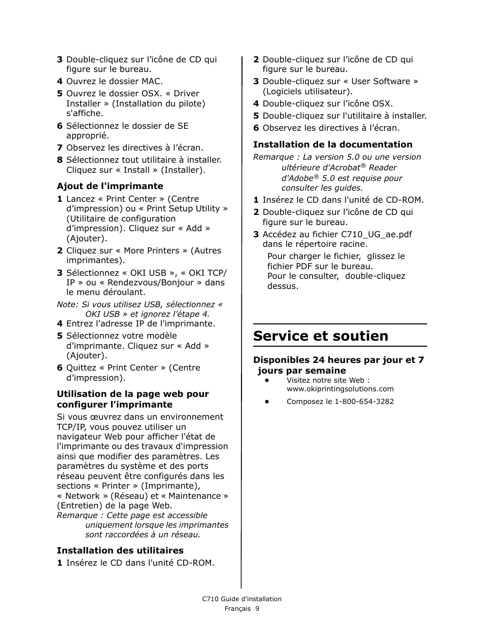 Service et soutien | Oki C710 User Manual | Page 19 / 40