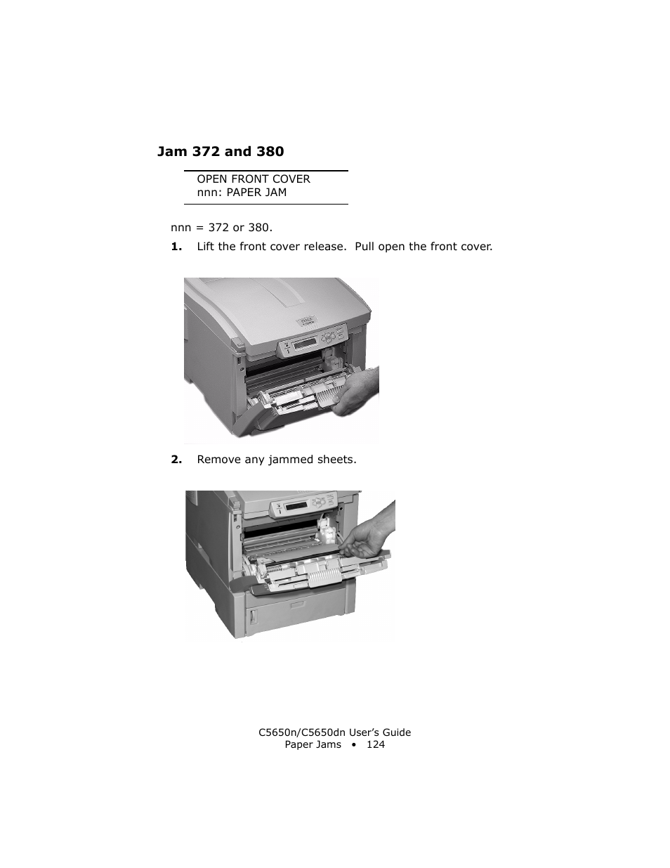 Jam 372 and 380 | Oki C 5650n User Manual | Page 124 / 225