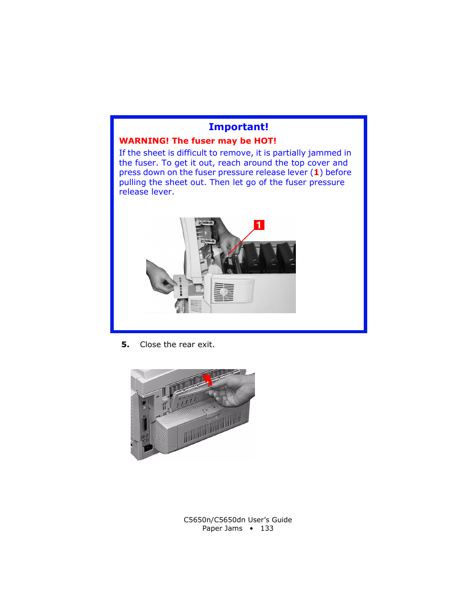 Important | Oki C 5650n User Manual | Page 133 / 225