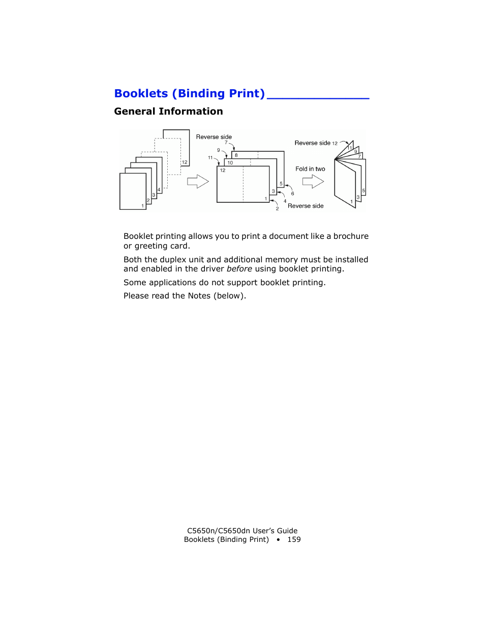 Booklets (binding print), General information | Oki C 5650n User Manual | Page 159 / 225