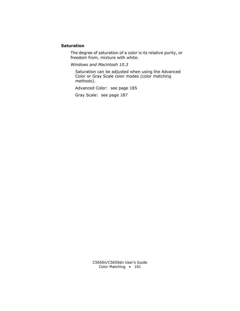 Saturation | Oki C 5650n User Manual | Page 181 / 225