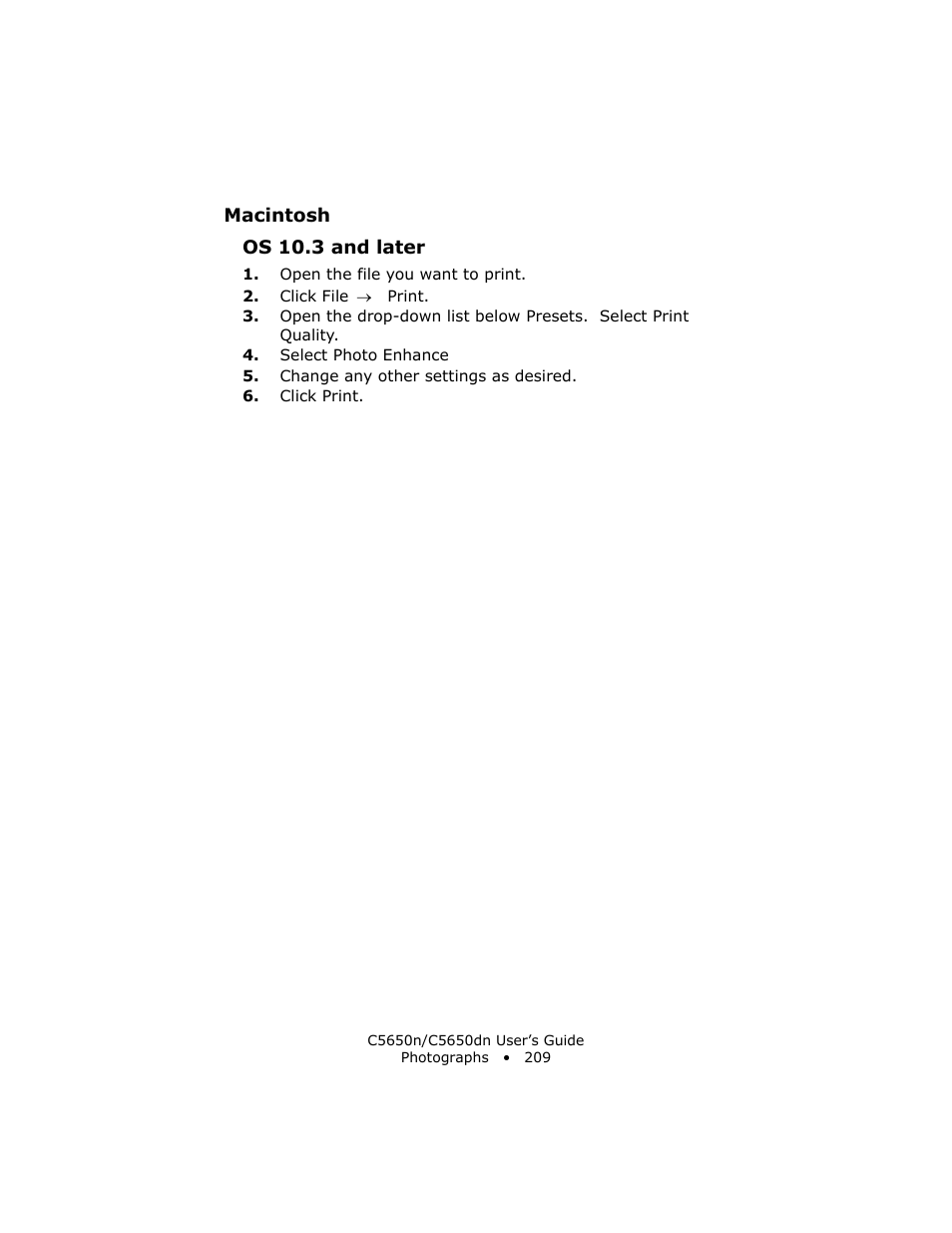 Macintosh, Os 10.3 and later | Oki C 5650n User Manual | Page 209 / 225