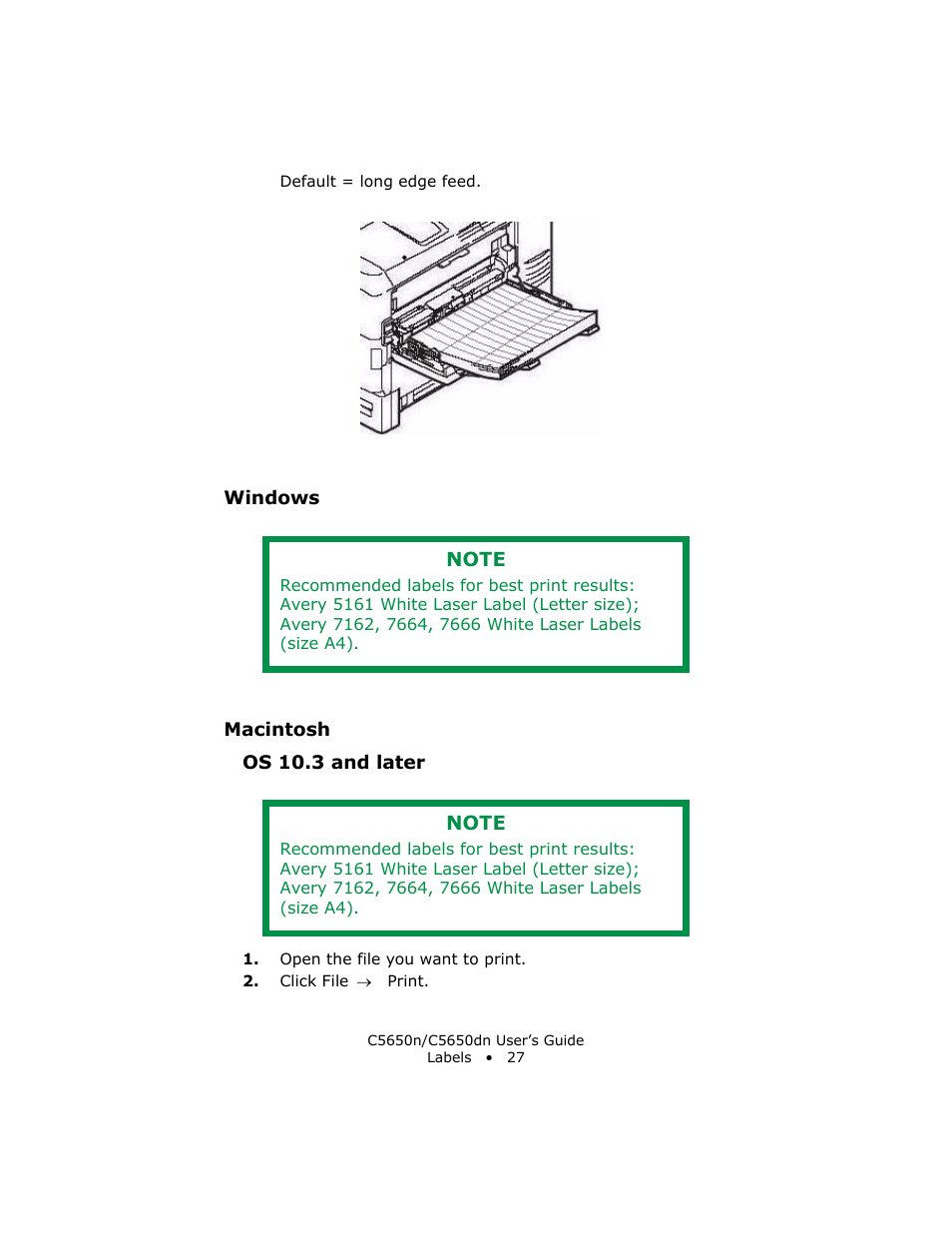 Windows, Macintosh, Os 10.3 and later | Oki C 5650n User Manual | Page 27 / 225