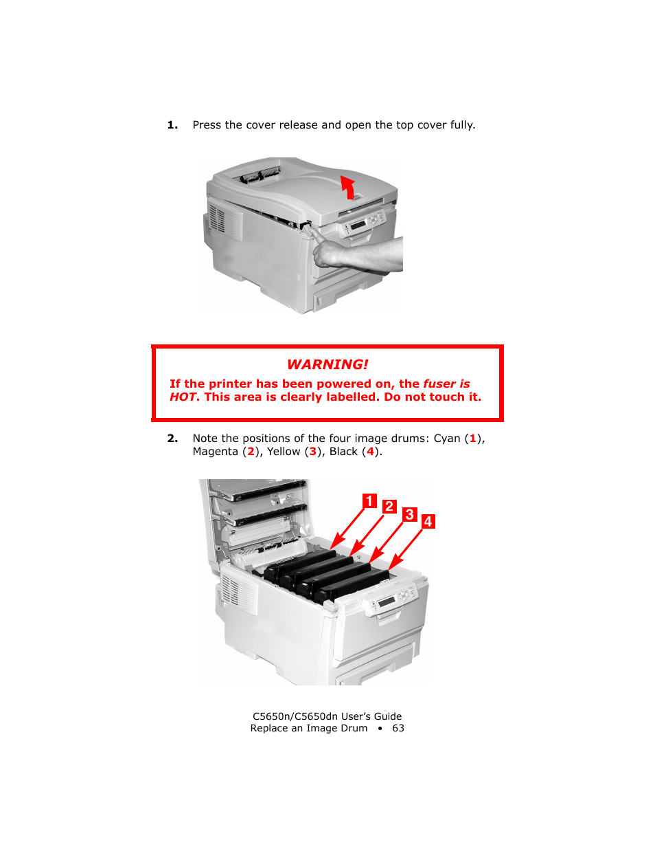 Warning | Oki C 5650n User Manual | Page 63 / 225